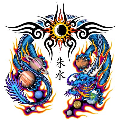 Chinese Dragon On Stomach designs Fake Temporary Water Transfer Tattoo Stickers NO.10248